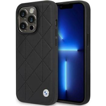 BMW Кейс BMW BMHCP14L22RQDK за iPhone 14 Pro 6.1", черен / черен, Leather Quilted (BMW000543-0)