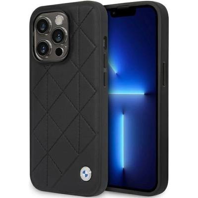 BMW Кейс BMW BMHCP14L22RQDK за iPhone 14 Pro 6.1", черен / черен, Leather Quilted (BMW000543-0)