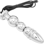 SuperLove E-Stim Beaded Anal Plug Bipolar Silver