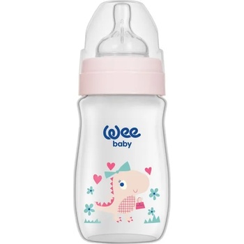 Wee Baby Бебешко шише Wee Baby Classic Plus, 250 ml, розов динозавър (136)