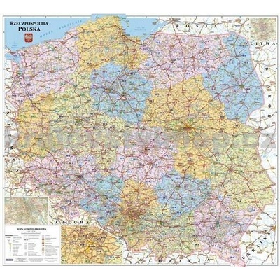 Polsko spediční - nástěnná mapa 100 x 115 cm ve stříbrném hliníkovém rámu