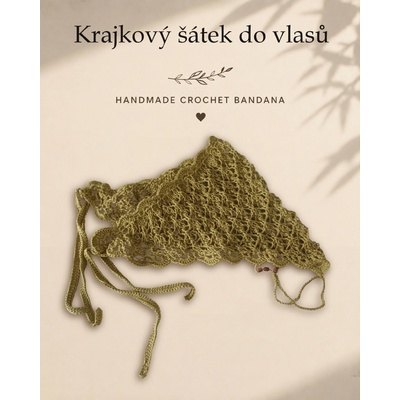 Maliso šátek do vlasů bandana z přírodní bavlny olivová