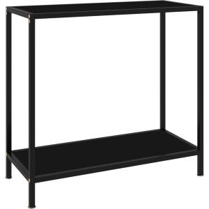 vidaXL Конзолна маса, черна, 80x35x75 cм, закалено стъкло (322832)