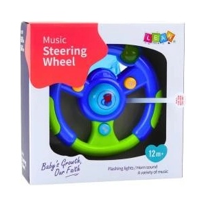 LEAN Toys Interactive Steering Wheel for Toddlers Lights Sounds Green-Blue