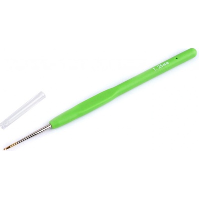 Prima-obchod Háček na háčkování se silikonovou rukojetí, zlatá špička vel. 0,5; 0,6; 0,8; 1; 1,25, barva 5 (1,25 mm) zelená