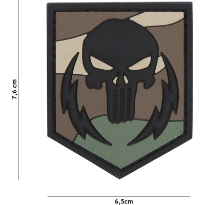 Gumová nášivka 101 Inc Punisher Thunder - woodland