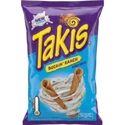 Takis Buckin' Ranch Zero Heat kukuřičné chipsy s příchutí zakysané smetany DMT 7.7.2026 100 g