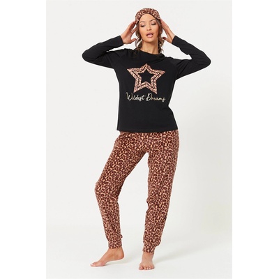 Be You Пижама Be You Leopard Star Pyjama and Eyemask Set - Black/Multi