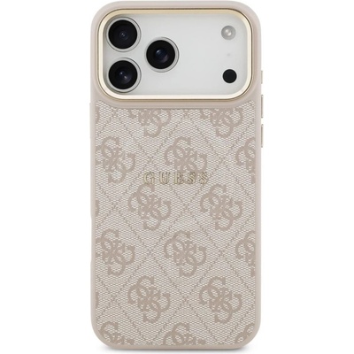 GUESS Гръб Guess PU Leather 4G Gold Frame MagSafe Case за iPhone 17 Pro Max - Розов