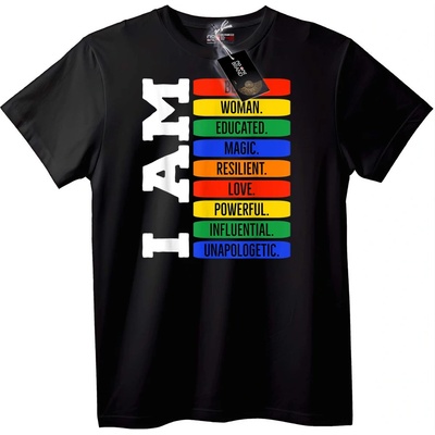NOONEBRAND Тениска МАМА: Жена, Образована, Магия, Устойчива - 4XL, White