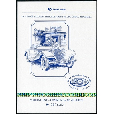 Česká pošta (2013) PLZ 34 - Pamětní list - Praha 1: 50 let Mercedes-Benz klub
