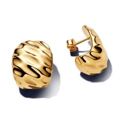 PANDORA Široké zvlněné kruhové náušnice Essence 263879C00