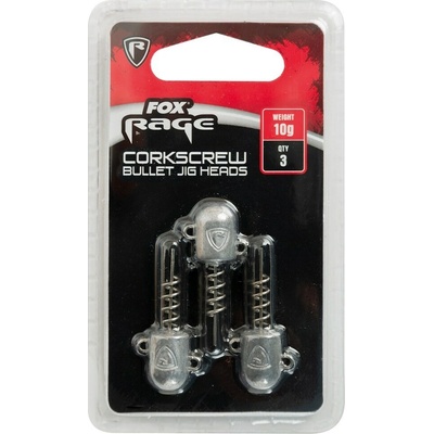 FOX Rage Jigová hlavička Corkscrew Bullet Jig Heads 10 g 3 ks