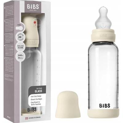 Bibs antikoliková sklenená fľaša so silikon cumlíkom Ivory 240ml
