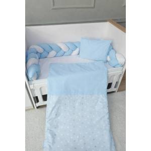 Babyhome Комплект за легло с обиколник тип плитка Цвят Син (7951)