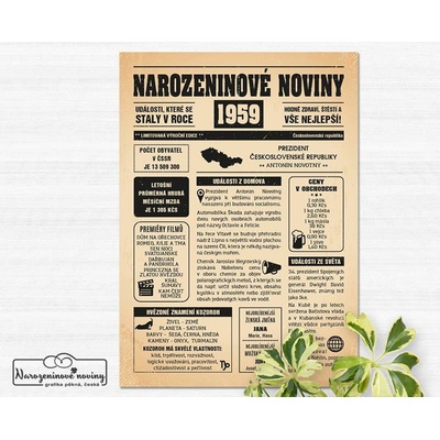 Narozeninové noviny 1959 - jednostranné