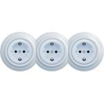 Reblig - Тройна ретро домашна розетка с рамка SCHUKO 230V, синя (RG0027B)