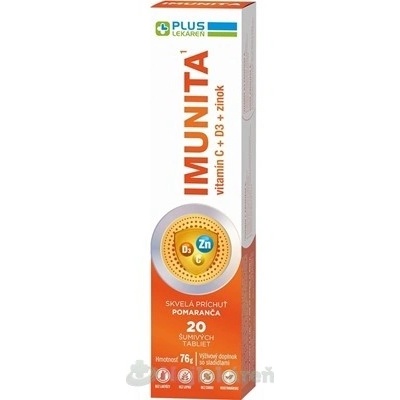 Plus Lekáreň Imunita vitamín C+D+zinok pomaranč 20 šumivých tabliet