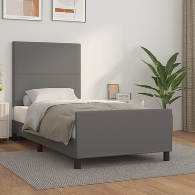 zahrada-XL 3125425 Rám postele s čelem šedý umělá kůže