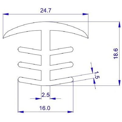 Gumový tesniaci profil FV0 pre fotovoltaické panely - pre medzeru medzi FV panelmi 8-12mm,návin 13m, IMPOL TRADE