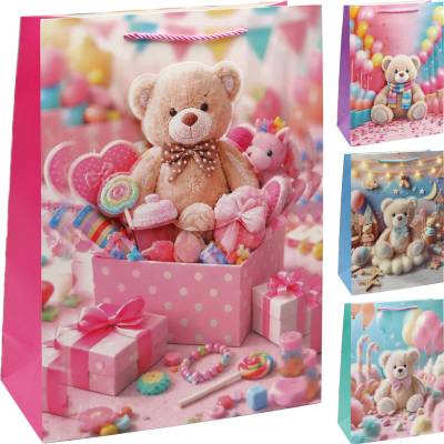 JUNIOR Darčeková taška 3D Bear 30x12x40 cm (mix /cena 1ks)