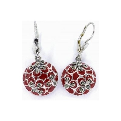 Zlato-minerály stříbrné náušnice smalt a markazit SUP05775sd