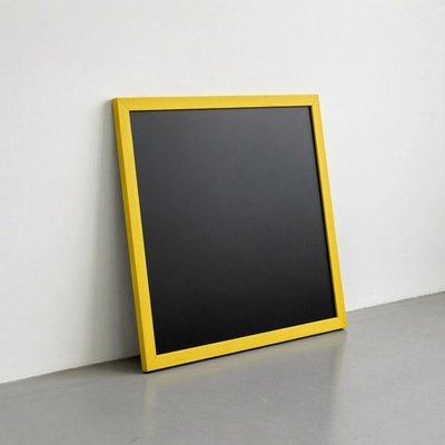 Toptabule.sk Čierna kriedová tabuľa v žltom drevenom ráme COLOR 90 x 60 cm