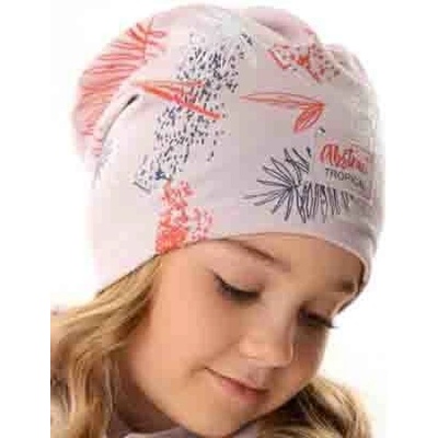 AJS čiapka prechodná broskyňová s kvetmi