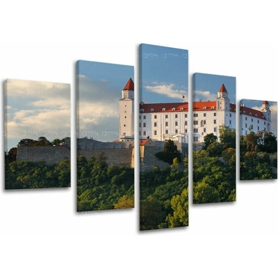 Obraz Bratislavského hradu na plátne — 5-dielny set - 100x80 cm