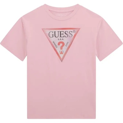 GUESS Розова тениска Oversize за момиче с рефлектиращо лого Guess