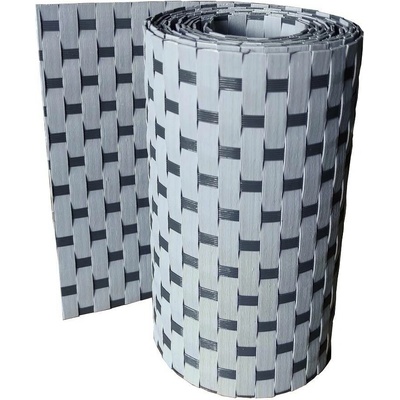 Ratanový plotový stínící pás - světle šedá-tmavě šedá, 19cm x 2,55m (Stínící pás na zastínění plotových panelů, rozměr balení 19x255cm)