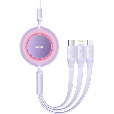 Baseus CAMJ010105 Bright Mirror 2 káblov 3v1 USB Typ A - micro USB + Lightning + USB Typ C 66W, 1,1m