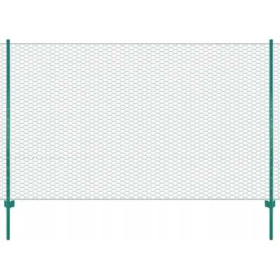 vidaXL Drátěný plot se sloupky ocel 25 x 1,5 m zelený