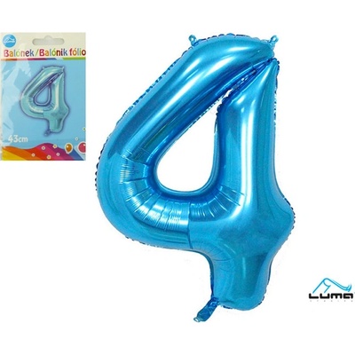 LUMA Balónek foliový č.4 MODRÝ 43 cm