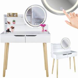 JUMI Тоалетка Scandi 2 с кръгло LED огледало 40 cm, 125x80x40 cm 41270 (CM-254121)