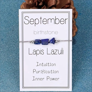 HARAHU Гривна с камък за месеца на раждане - Септември / Лапис Лазули kp38762 (38762)