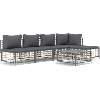 Image 1 of vidaXL Градински комплект с възглавници 6 части антрацит полиратан (3186737)