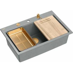 Quadron Unique Marc 110 вградена работна станция сиво-медна 1 леген 75x49 см (HQM7650U5_FM_PVDC1) Мивка за вграждане
