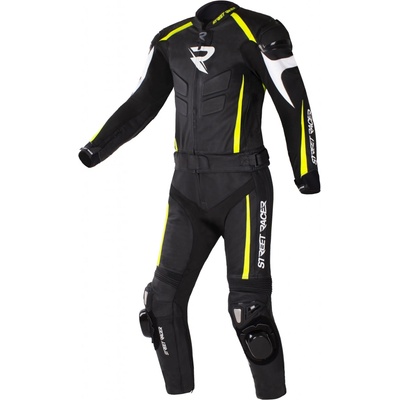 Street Racer Fast Track kožená kombinéza na motorku 2.1 černo-fluo žluto-bílá