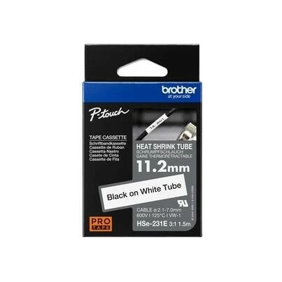 zmršťovacia bužírka BROTHER HSe231E čierne písmo, biela bužírka TUBE (11.2mm) (HSE231E)
