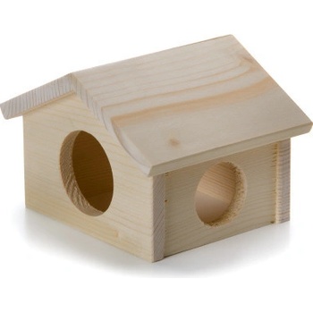 JK ANIMALS dřevěný domek z masivu pro křečky 12,5 x 10,5 x 11,5 cm