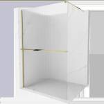 Mexen Kioto+ душ преграда с рафт Walk-in 70 x 200 см, ивици, златна - 800-070-121-50-09 (800-070-121-50-09)