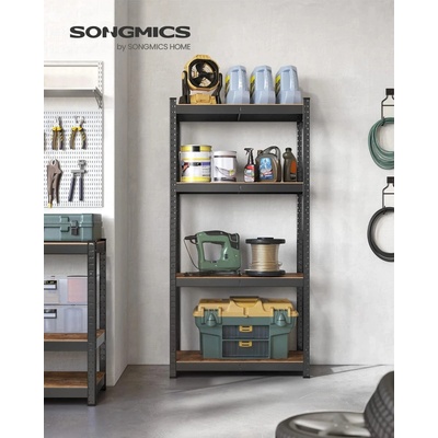 SONGMICS Oceľový regál s nosnosťou až 520 kg 80 x 160 x 40 cm hnedá čierna