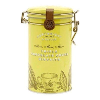 Cartwright & Butler Čokoládové sušenky Triple Chocolate v plechové dóze 200 g