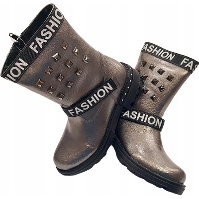 Zimní kozačky navy dot platinové