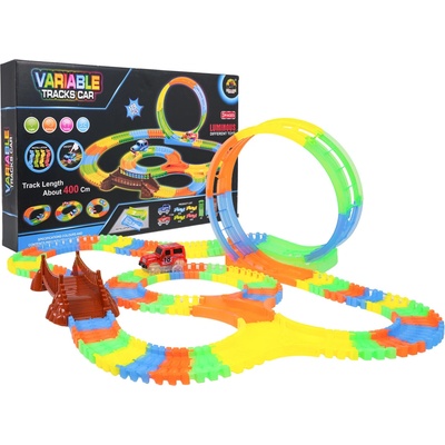 RKToys Svítící autodráha VARIABLE Light Loop 179 dílů se smyčkou 360°
