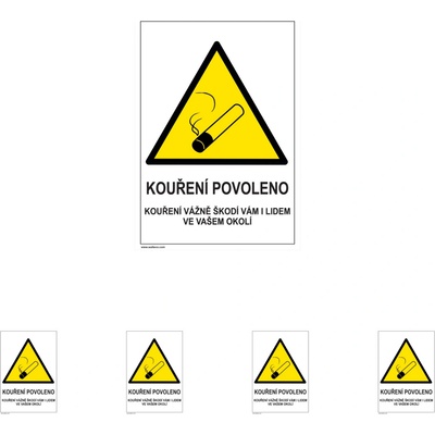 Walteco Kouření povoleno, Kouření vážně škodí 148x210mm, formát A5, samolepka Množství: 5 ks , 20088BP1