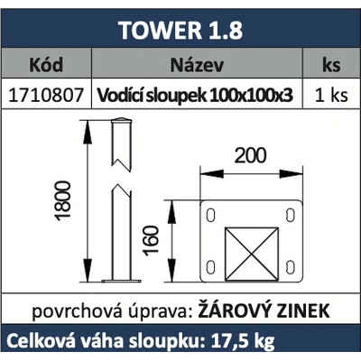 CAIS TOWER 1.8 vodící sloupek k samonosné bráně 1800mm