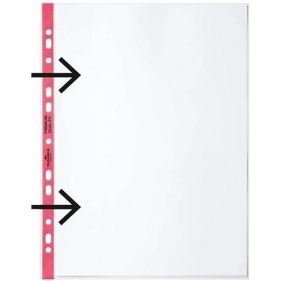 DURABLE otevřený sleva A4 90mic s červeným okrajem 100ks