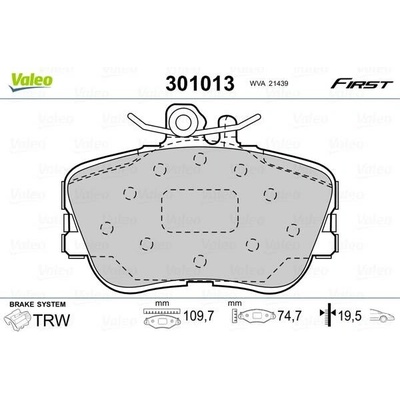 VALEO Sada brzdových destiček, kotoučová brzda 301013